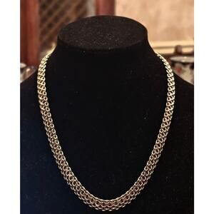 Vintage Sterling Silver Bismark Link Necklace 18" Made in Italy